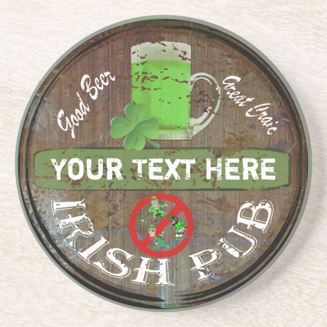 Posavasos De Arenisca Muestra irlandesa personalizada del pub (Frente)