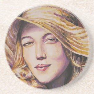 Posavasos De Arenisca Mujer con el gorra