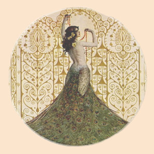 Posavasos De Arenisca Mujer en falda de pavo real