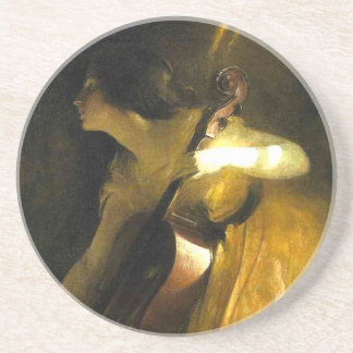 Posavasos De Arenisca Mujer Jugando Cello