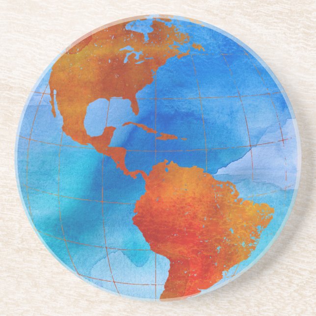Posavasos De Arenisca Mundo de acuarela (Frente)