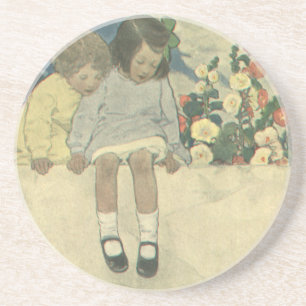 Posavasos De Arenisca Muro de jardín Jessie Willcox Smith, Niños Antiguo