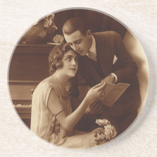 Posavasos De Arenisca Música Romántica Vintage, Amantes del Amor y el Ro