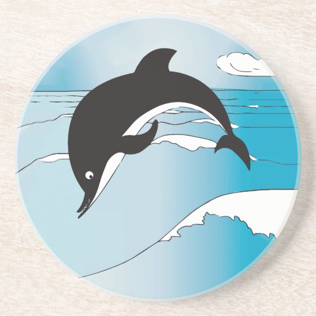 Posavasos De Arenisca Nadar Con Delfines (Frente)