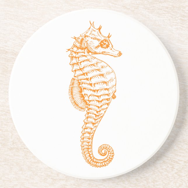 Posavasos De Arenisca Naranja Seahorse (Frente)
