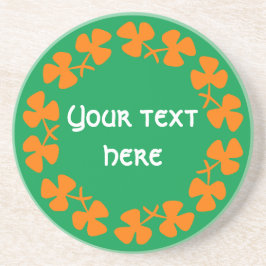 Posavasos De Arenisca Naranja Shamrock Border Add Text