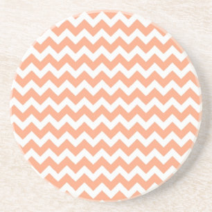 Posavasos De Arenisca Naranja suave Zig Zag Chevron