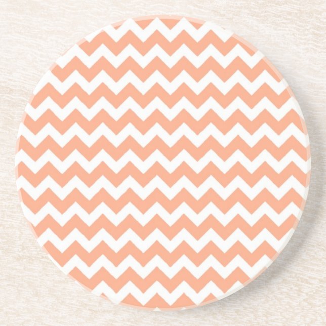 Posavasos De Arenisca Naranja suave Zig Zag Chevron (Frente)
