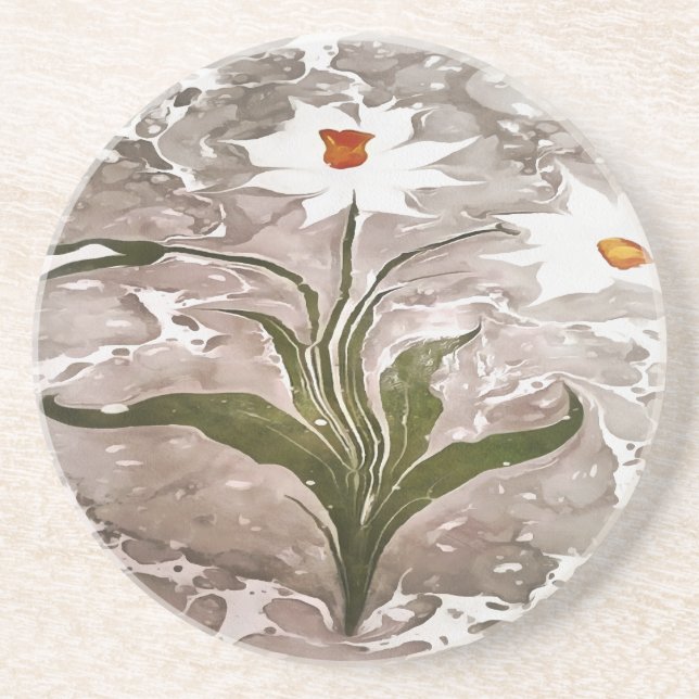 Posavasos De Arenisca Narciso En Mármol (Frente)