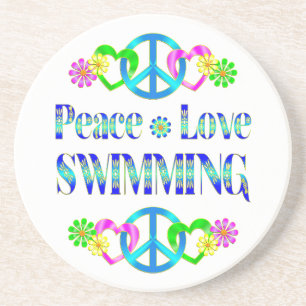 Posavasos De Arenisca Natación del amor de la paz