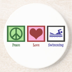 Posavasos De Arenisca Natación del amor de la paz