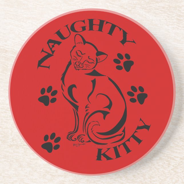 Posavasos De Arenisca Naughty Kitty Coaster (Frente)