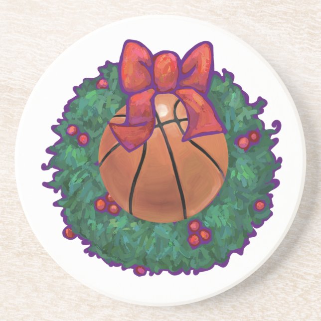 Posavasos De Arenisca Navidades de baloncesto (Frente)