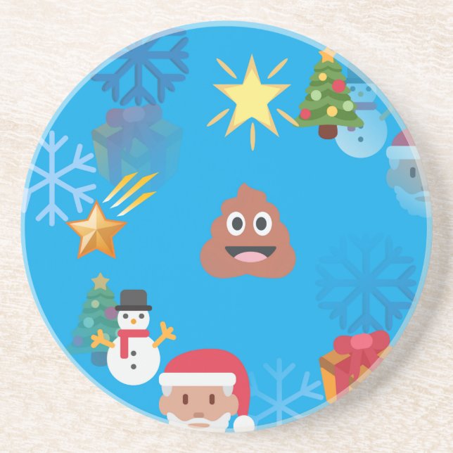 Posavasos De Arenisca navidades de caca de emoji (Frente)