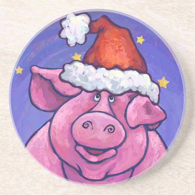 Posavasos De Arenisca Navidades de cerdo (Frente)