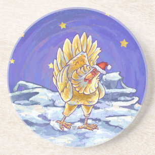 Posavasos De Arenisca Navidades de pollo