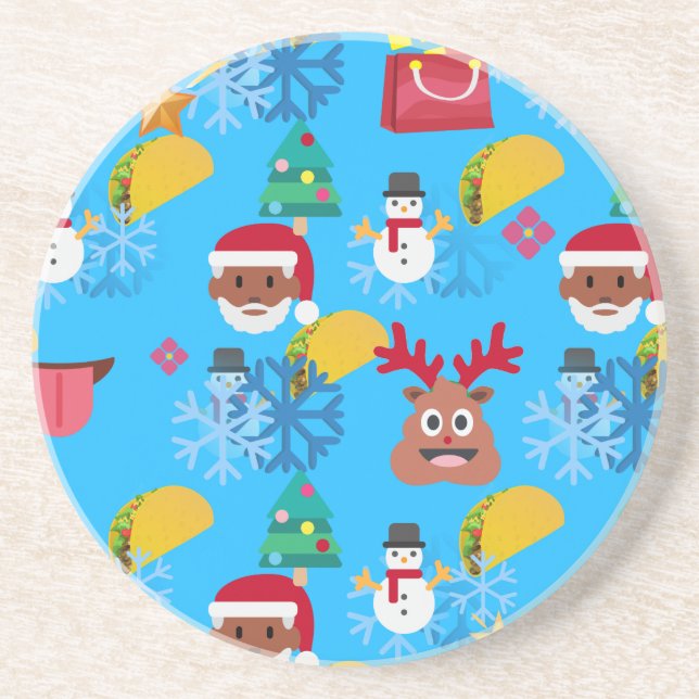 Posavasos De Arenisca navidades de santa taco negro (Frente)