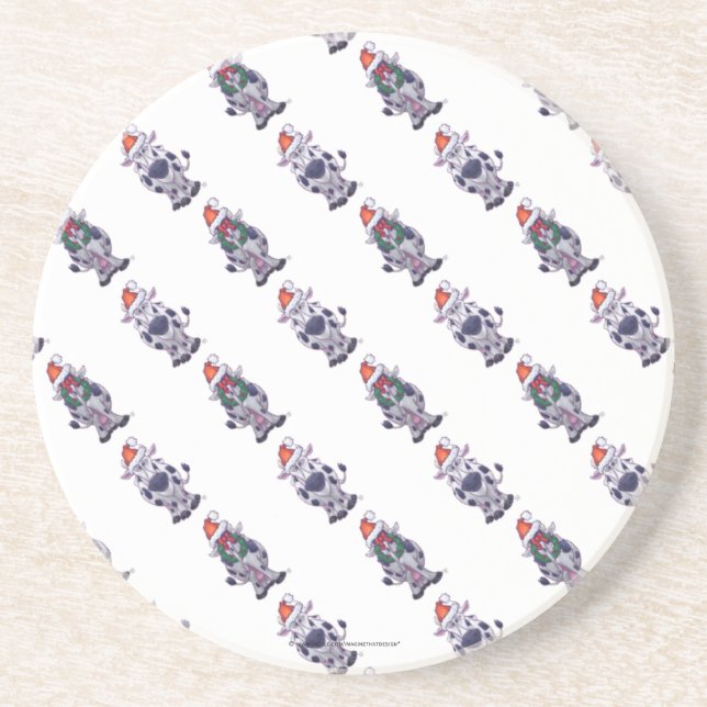 Posavasos De Arenisca Navidades de vaca (Frente)