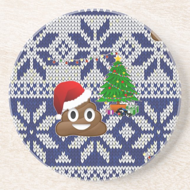 Posavasos De Arenisca navidades feos suéter poop emoji (Frente)