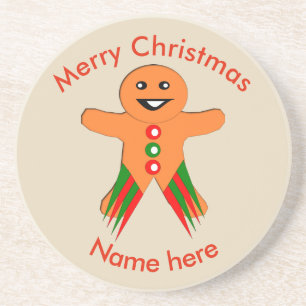 Posavasos De Arenisca Navidades Fiesta Gingerbread Man Coasters