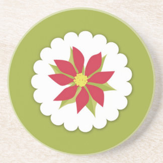 Posavasos De Arenisca Navidades Poinsettia Coaster