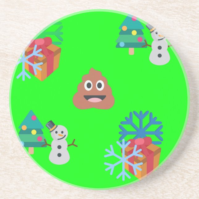 Posavasos De Arenisca navidades poop emoji (Frente)