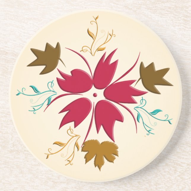 Posavasos De Arenisca Navidades rojos Flores (Frente)