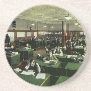 Posavasos De Arenisca Negocio Antiguo, Periodistas en Oficina de Periódi