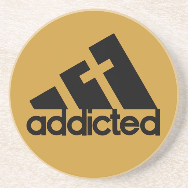 Posavasos De Arenisca Negro adicto (Frente)