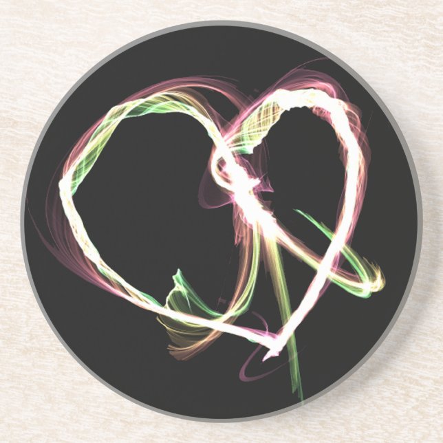 Posavasos De Arenisca Negro de la paz y del amor (Frente)