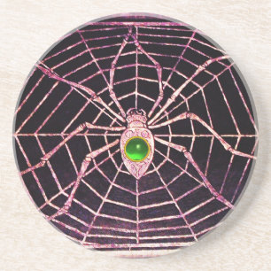 Posavasos De Arenisca Negro verde esmeralda SPIDER Y WEB