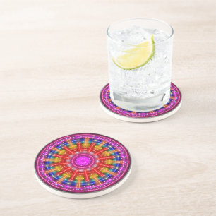 Posavasos De Arenisca Neon Medallion