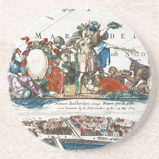 POSAVASOS DE ARENISCA NEW AMSTERDAM, 1673 (Frente)