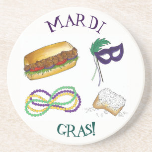 Posavasos De Arenisca New Orleans Mardi Gras Mask Beads Beignet NOLA