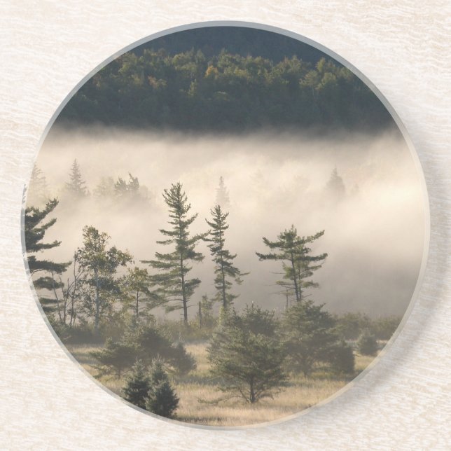 Posavasos De Arenisca Niebla de la mañana en el Adirondacks (Frente)