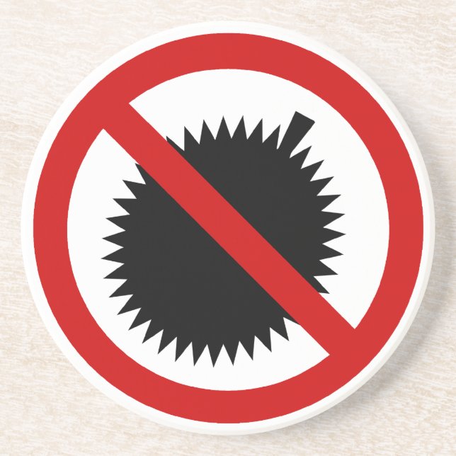 Posavasos De Arenisca NO Fruta tropical duriana ⚠ Rótulo tailandés ⚠ (Frente)