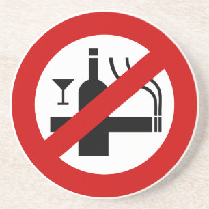 Posavasos De Arenisca NO fumar alcohol ⚠ Rótulo tailandés ⚠