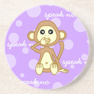 Posavasos De Arenisca No hable ningún mal - dibujo animado lindo del
