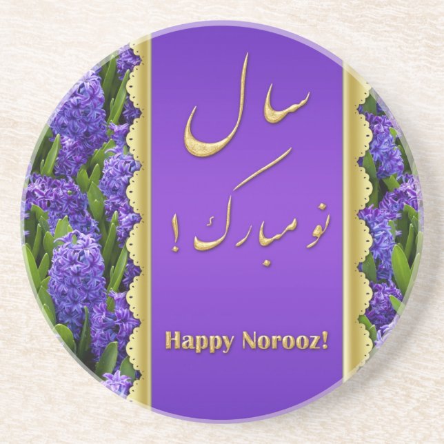 Posavasos De Arenisca Noble Happy Norooz Hyacinths - Sandstone Coaster (Frente)