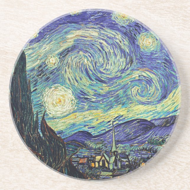 Posavasos De Arenisca Noche estrellada de van Gogh (Frente)