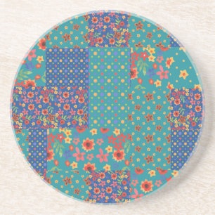 Posavasos De Arenisca Nostálgicas Impresiones Faux Patchwork Sandstone C