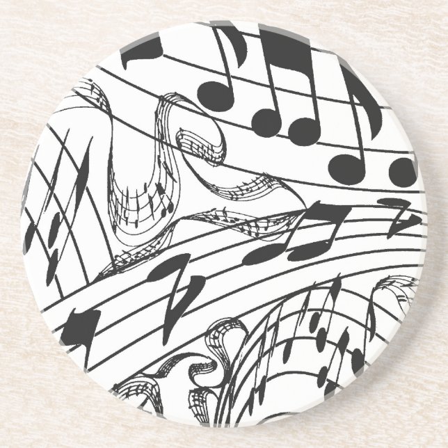 POSAVASOS DE ARENISCA NOTAS DE MÚSICA-BLANCO-COSTERO (Frente)