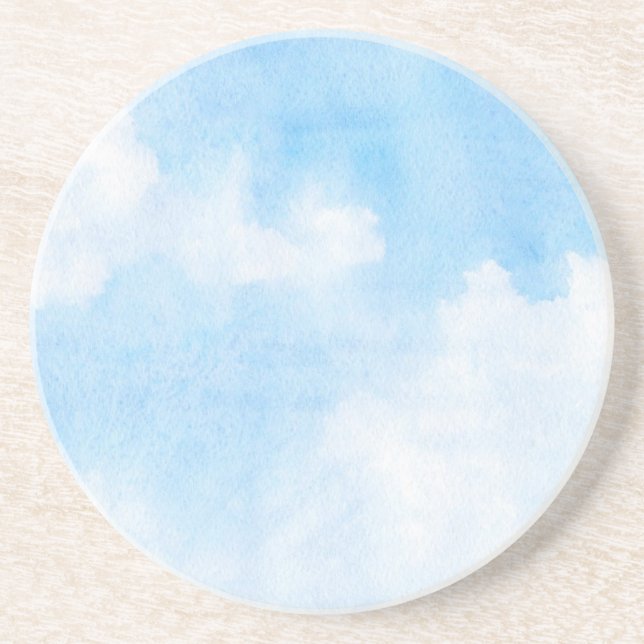 Posavasos De Arenisca Nubes de la acuarela y fondo del cielo (Frente)