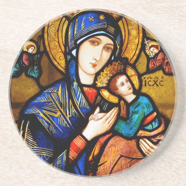 Posavasos De Arenisca nuestra dama de ayuda perpetua (Frente)