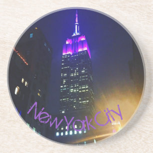 Posavasos De Arenisca NYC Rascacielos Purple Empire State Building Night