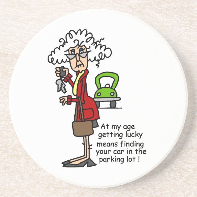 Posavasos De Arenisca Obteniendo humor afortunado (Frente)