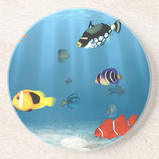 Posavasos De Arenisca Océanos de pescados (Frente)