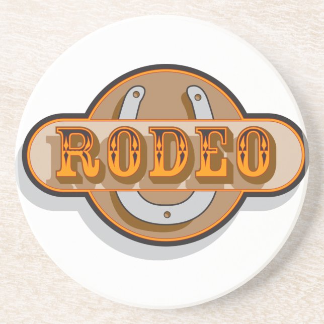 Posavasos De Arenisca Oeste Cowboy Cowgirl Caballos de Rodeo (Frente)