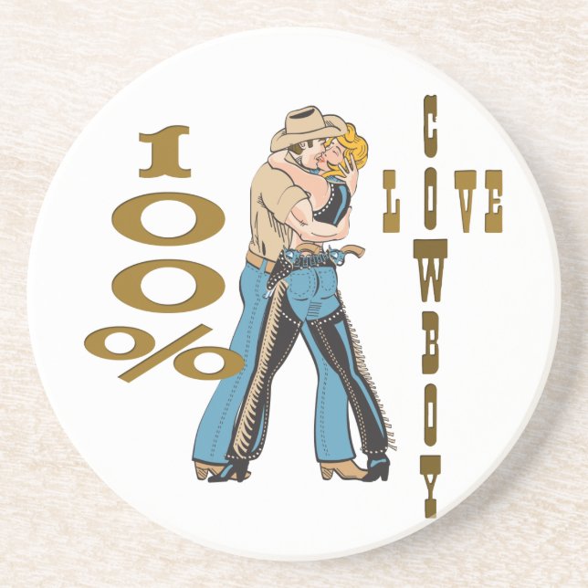 Posavasos De Arenisca Oeste Cowboy Cowgirl Caballos de Rodeo (Frente)