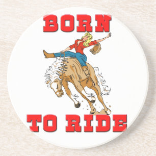 Posavasos De Arenisca Oeste Cowboy Cowgirl Caballos de Rodeo